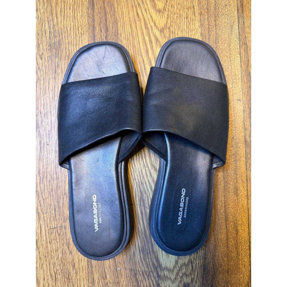 Vagabond Shoemakers Black Leather Slide Sandals Minimalist Slip On